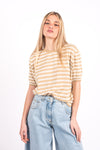 T-Shirt in Maglia a Righe Beige/Panna donna Tensione in - 3