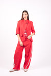 Pantaloni Wide Leg Stripes Rosso donna Maryley - 3