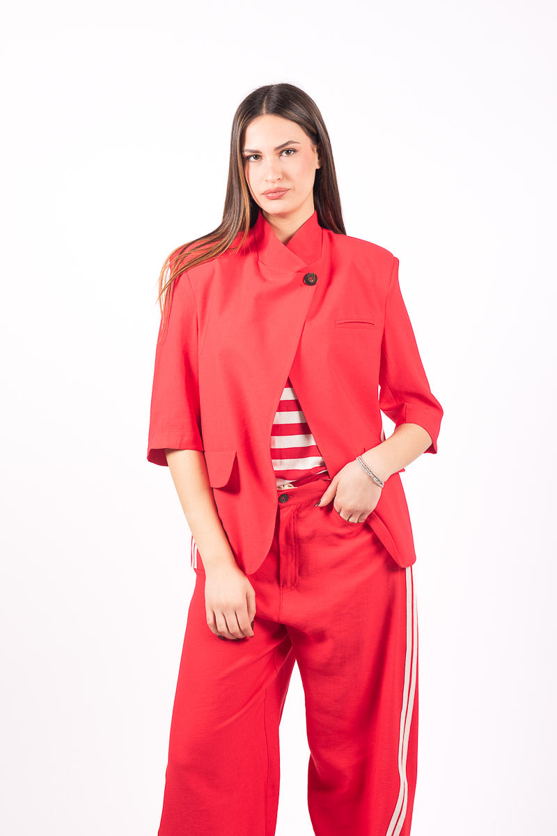 Blazer Maniche Corte Rosso donna Maryley - 2