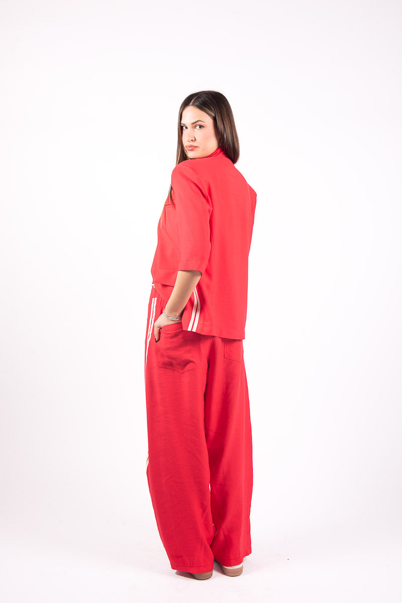 Pantaloni Wide Leg Stripes Rosso donna Maryley - 2