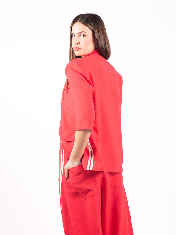 Blazer Maniche Corte Rosso da donna Maryley