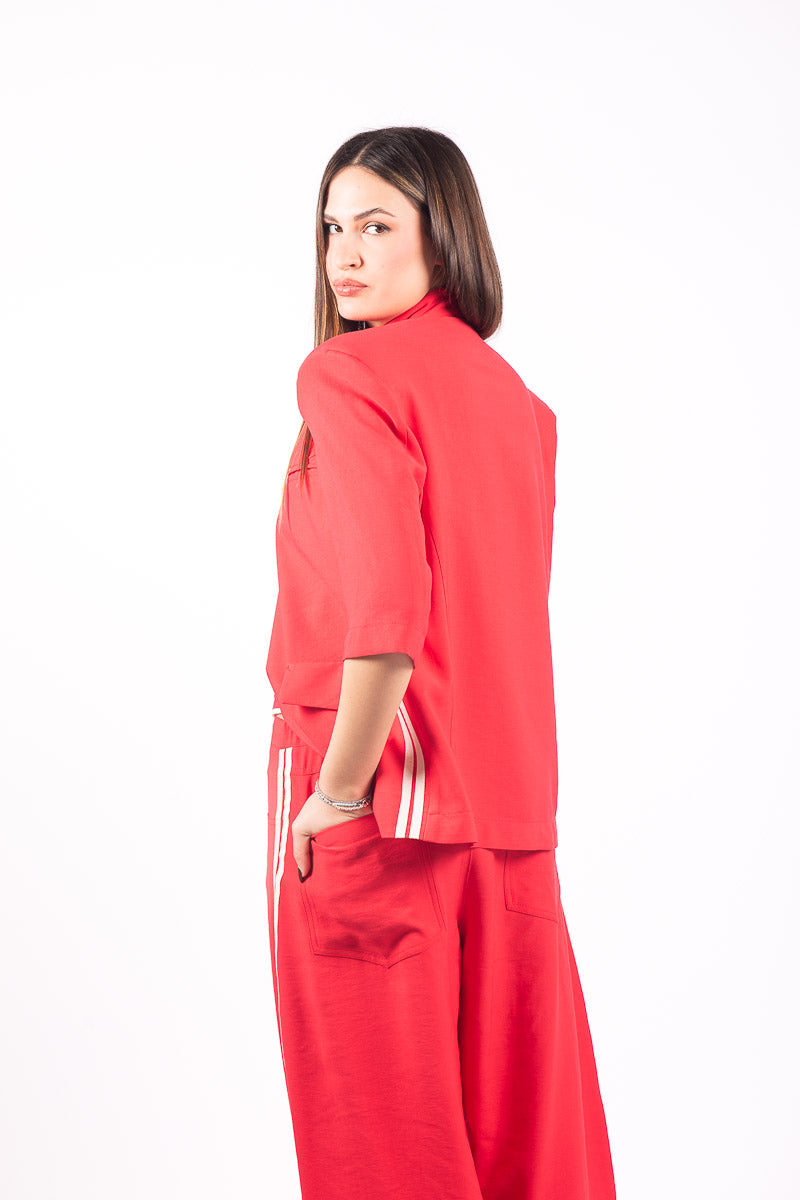 Blazer Maniche Corte Rosso donna Maryley - 1