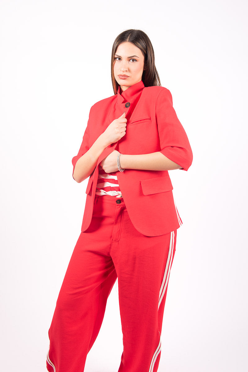 Blazer Maniche Corte Rosso donna Maryley - 4