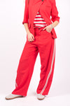 Pantaloni Wide Leg Stripes Rosso donna Maryley - 1
