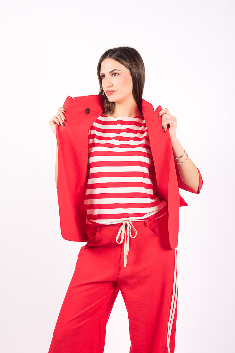 Blazer Maniche Corte Rosso donna Maryley - 5