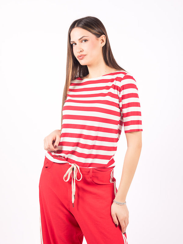 T-Shirt a Righe Bianco/Rosso da donna Maryley