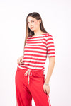 T-Shirt a Righe Bianco/Rosso donna Maryley - 1