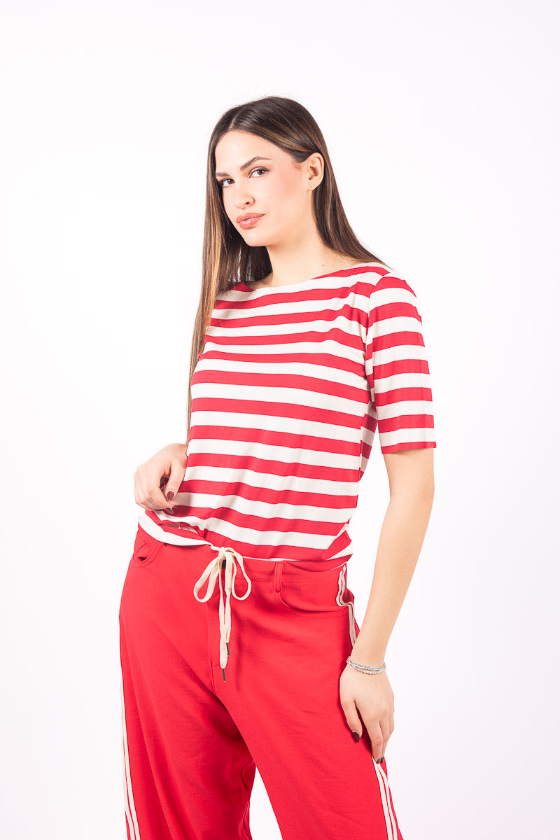 T-Shirt a Righe Bianco/Rosso donna Maryley - 1