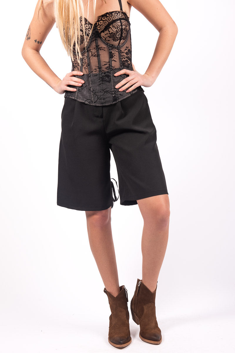 Completo Blazer+Bermuda Nero con Collo Coordinato donna Miss love - 5