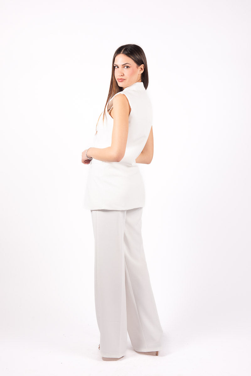 Completo Gilet+Pantalone Bianco donna Miss love - 6