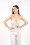 Corsetto in Pizzo con Spalline in Perle Bianco donna Miss love - 4
