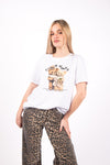 T-shirt Bianca con Stampa e Applicazioni donna Miss love - 1