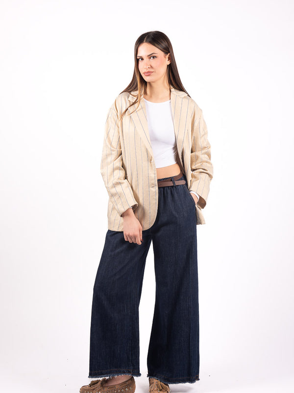 Blazer Rigato Beige da donna Miss love