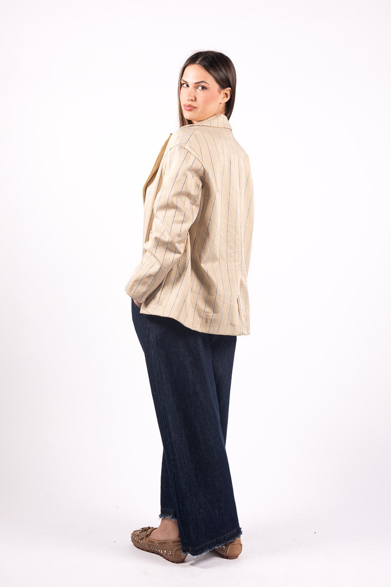 Blazer Rigato Beige donna Miss love - 2