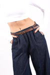 Jeans Wide Leg con Elastico Lavaggio Scuro donna Miss love - 2