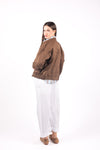 Bomber Effetto Scamosciato Marrone donna Miss love - 2