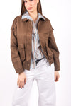 Bomber Effetto Scamosciato Marrone donna Miss love - 4