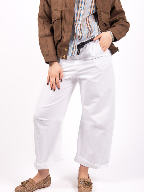Pantaloni Chino Wide Leg Bianco da donna Miss love