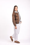 Bomber Effetto Scamosciato Marrone donna Miss love - 6