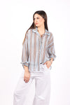 Camicia a Righe Celeste/Marrone donna Miss love - 1