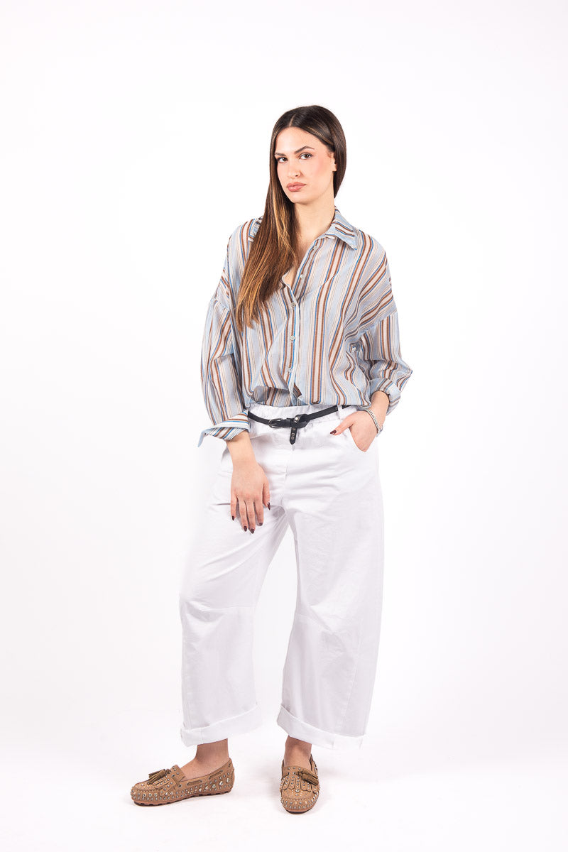 Pantaloni Chino Wide Leg Bianco donna Miss love - 3