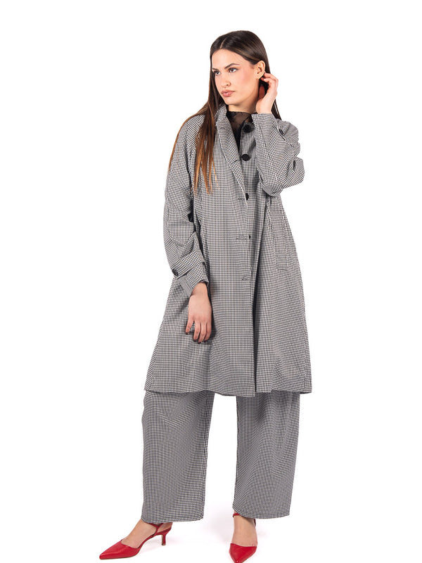 Spolverino Oversize Vichy Bianco/Nero da donna Miss love