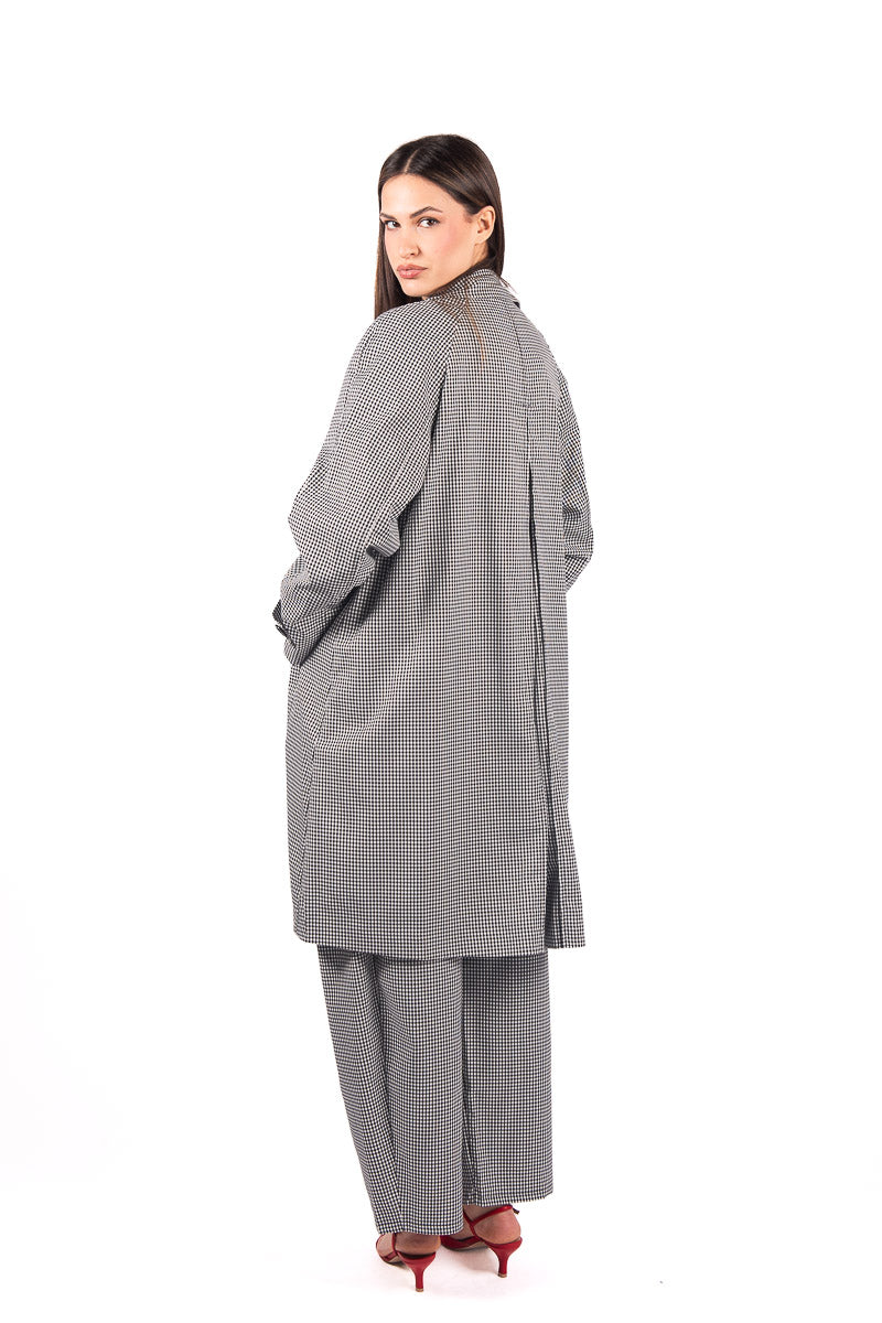 Spolverino Oversize Vichy Bianco/Nero donna Miss love - 2