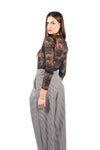 Blusa in Pizzo Semitrasparente Nero donna Miss love - 5