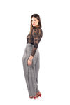 Pantaloni Oversize Vichy Bianco/Nero donna Miss love - 3