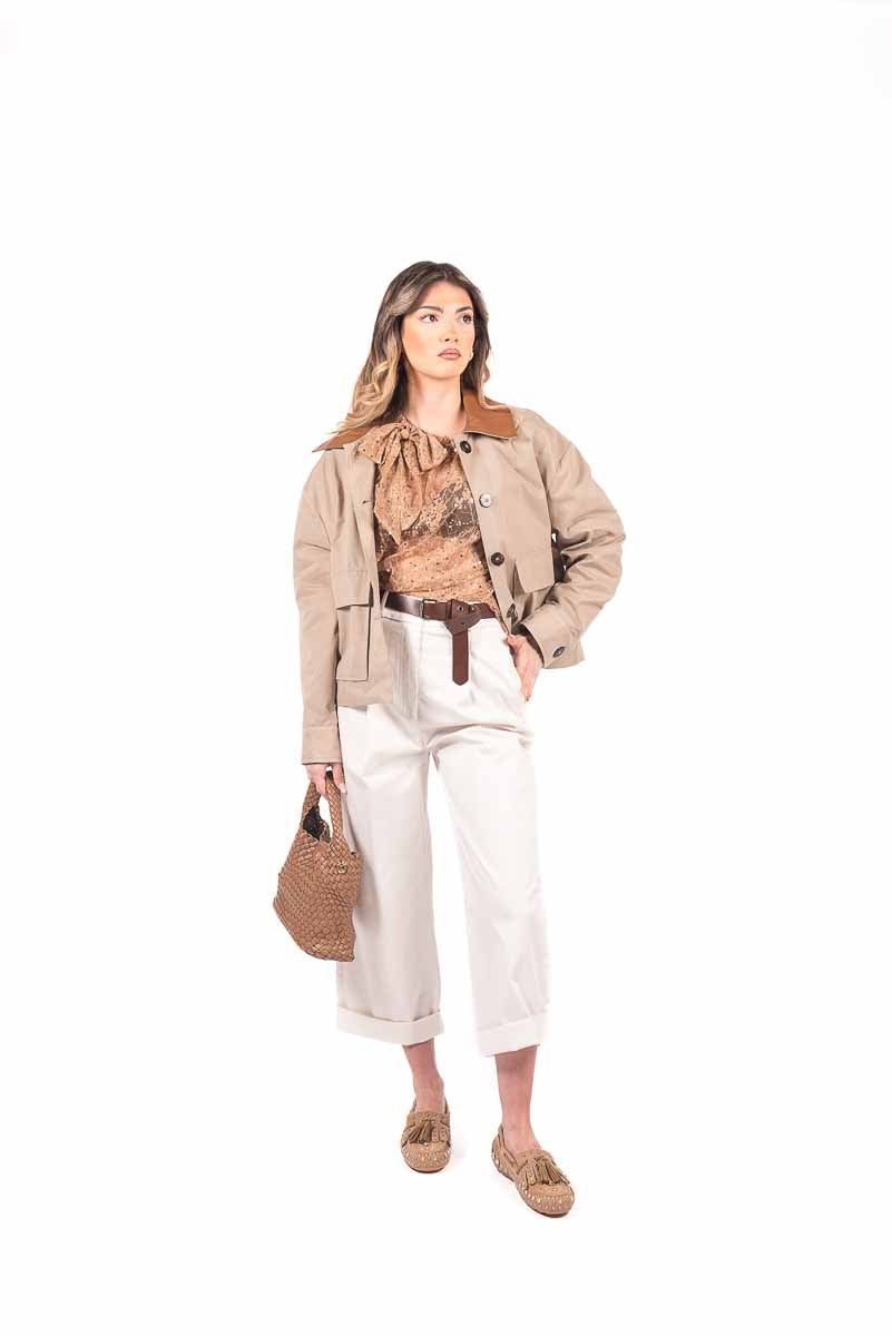 Giubbino Corto con Maxi Tasche Beige donna Maryley - 3