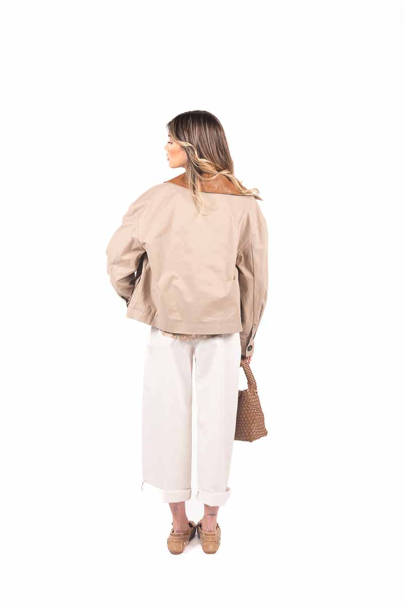 Giubbino Corto con Maxi Tasche Beige donna Maryley - 5