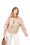 Giubbino Corto con Maxi Tasche Beige donna Maryley - 7