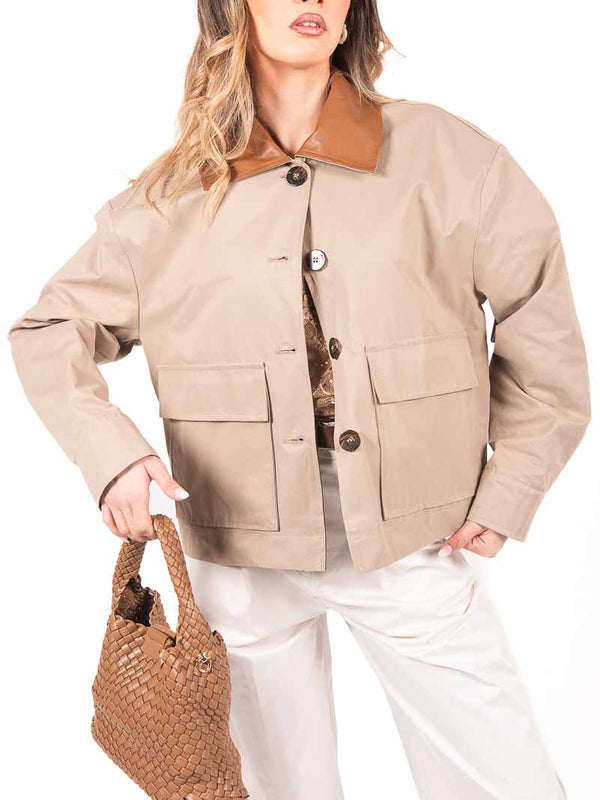 Giubbino Corto con Maxi Tasche Beige da donna Maryley