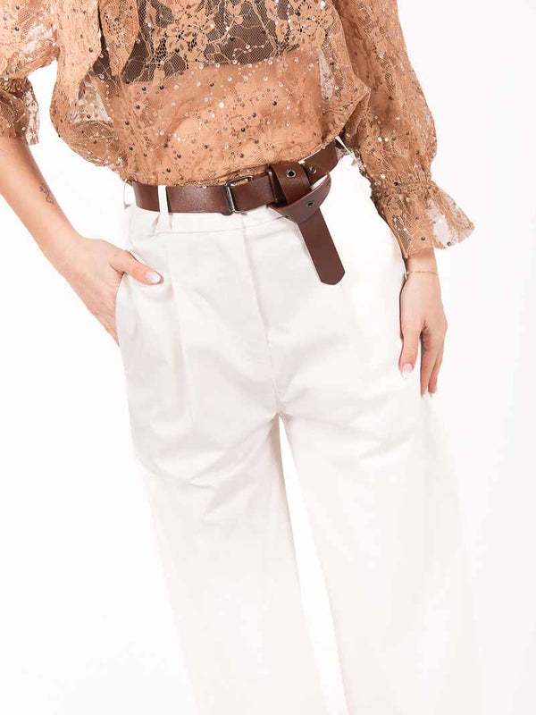 Pantaloni Cropped con Cintura Panna da donna Maryley