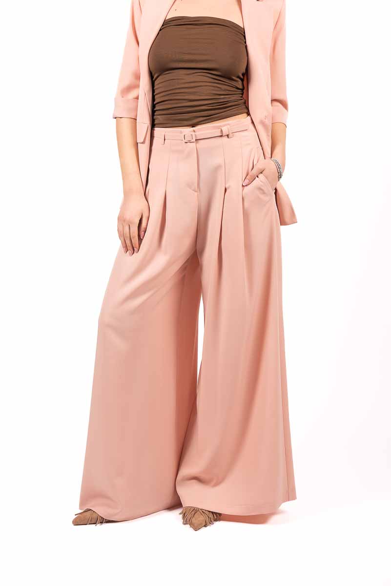 Pantaloni Palazzo con Cintura Rosa donna Maryley - 4