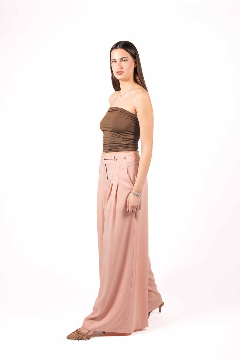Pantaloni Palazzo con Cintura Rosa donna Maryley - 2