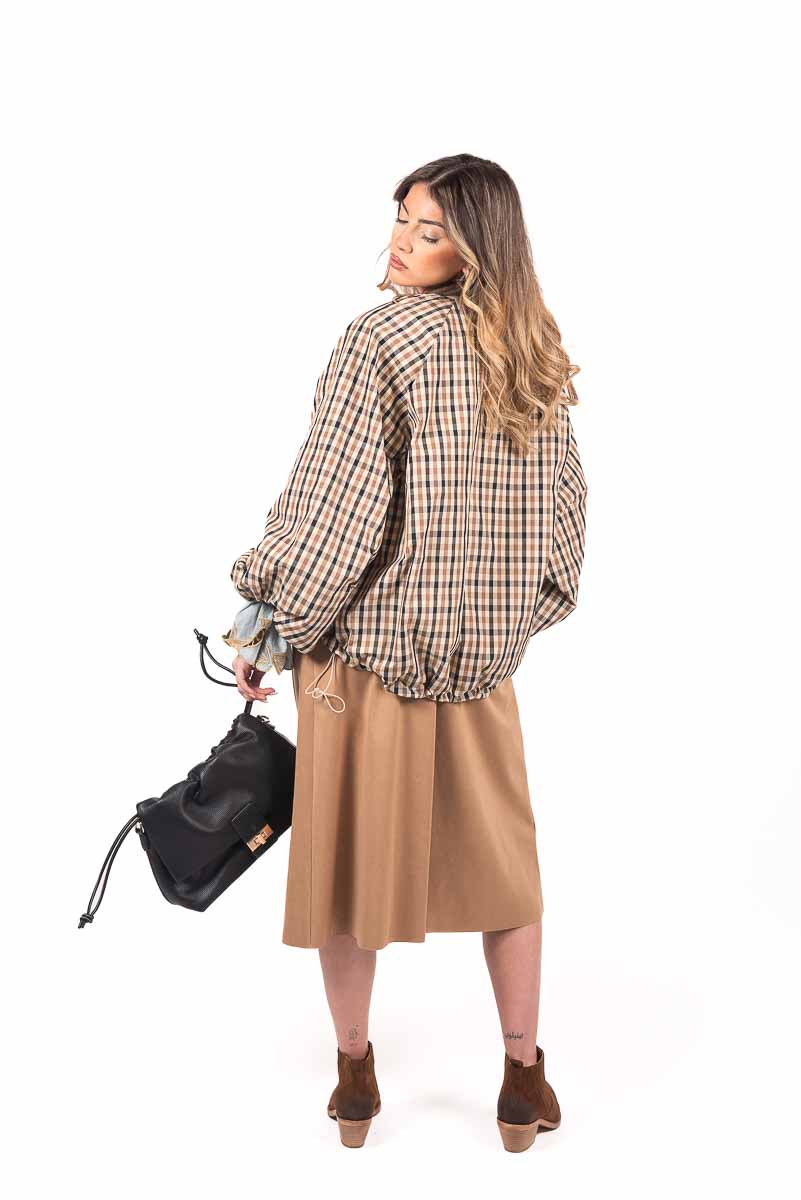 Bomber Check Beige/Marrone donna Tensione in - 6
