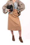 Gonna Midi Effetto Suede Cammello donna Tensione in - 1
