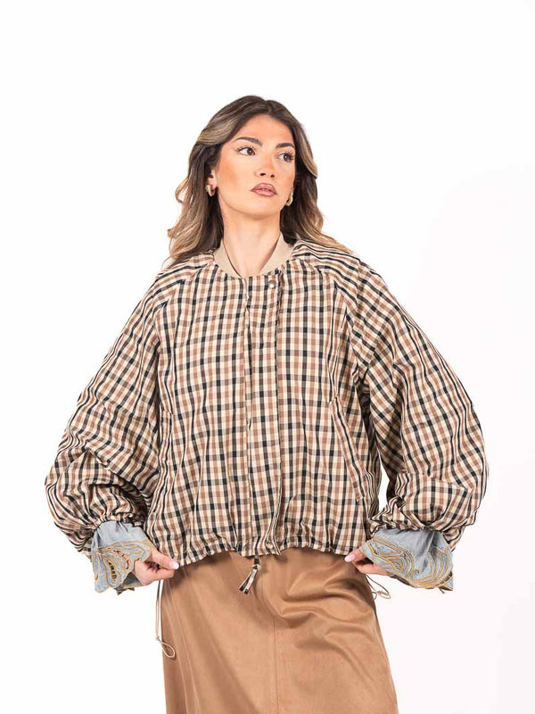 Bomber Check Beige/Marrone da donna Tensione in