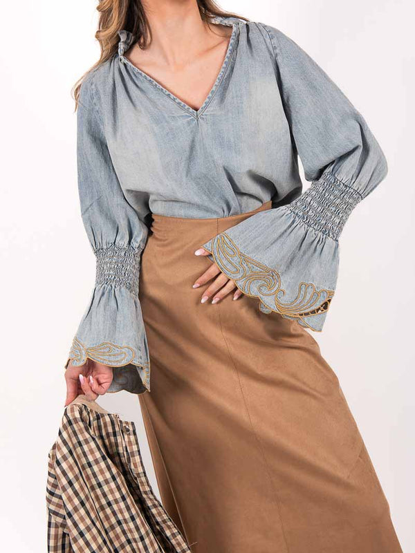 Blusa in Denim da donna Tensione in