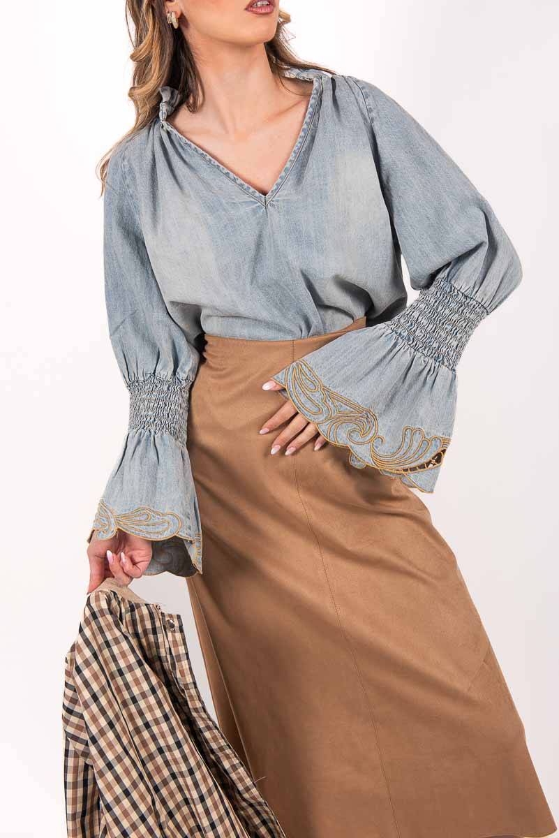 Blusa in Denim donna Tensione in - 1