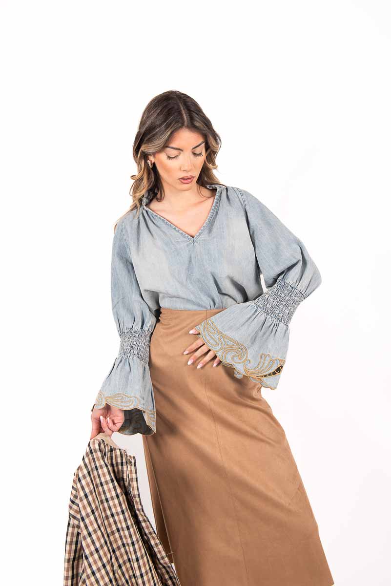 Blusa in Denim donna Tensione in - 4