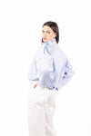 Bomber Ricamato stile Orientale Celeste donna Tensione in - 4