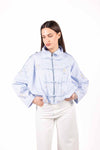 Bomber Ricamato stile Orientale Celeste donna Tensione in - 5