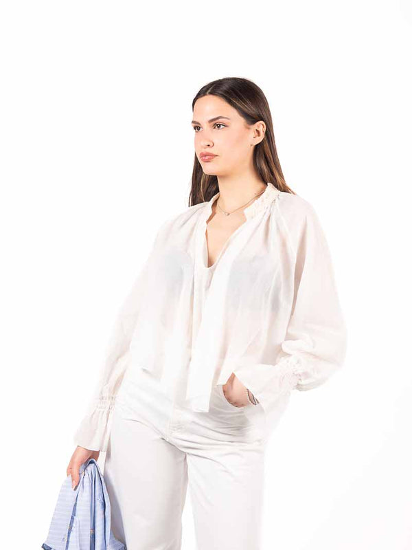 Blusa Arricciata Panna da donna Tensione in