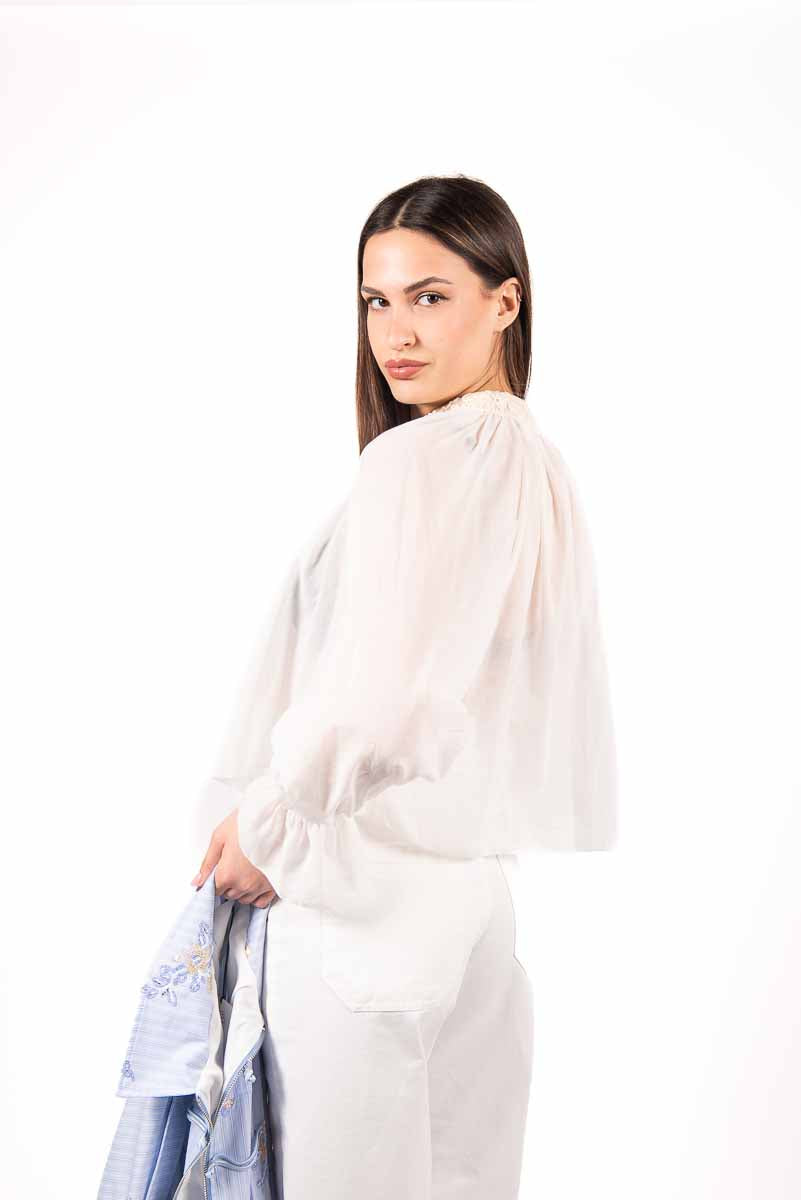 Blusa Arricciata Panna donna Tensione in - 3