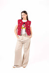 Pantaloni con Banda Beige donna Tensione in - 5