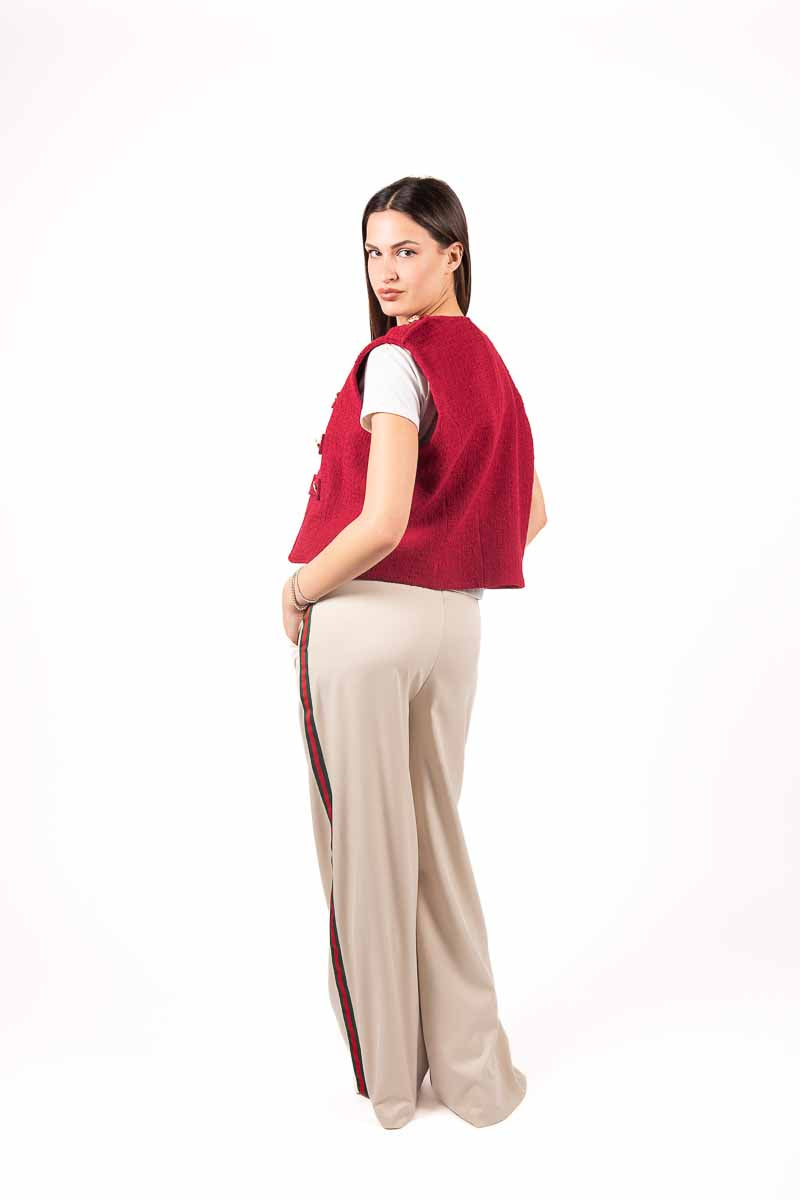 Pantaloni con Banda Beige donna Tensione in - 4