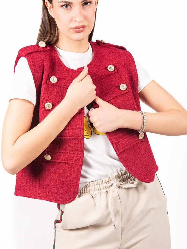Gilet Rosso con Bottoni da donna Tensione in