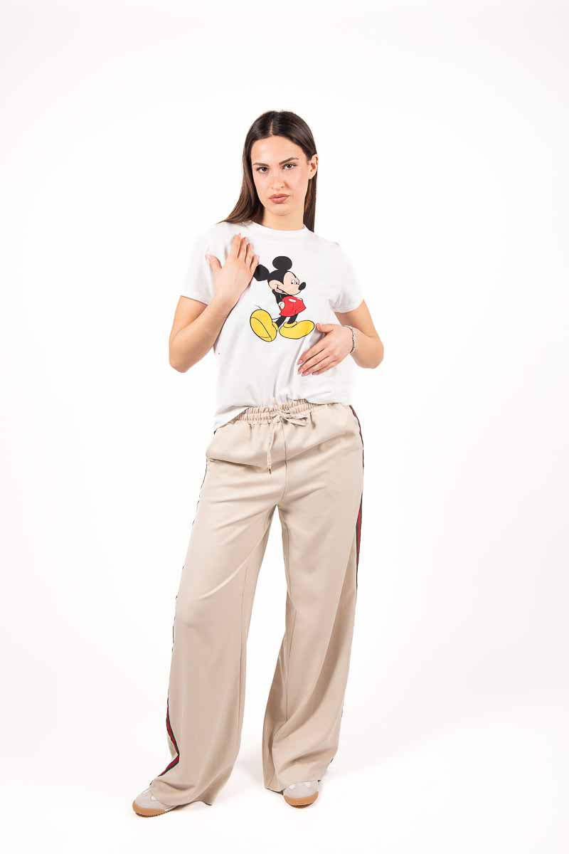 Pantaloni con Banda Beige donna Tensione in - 3